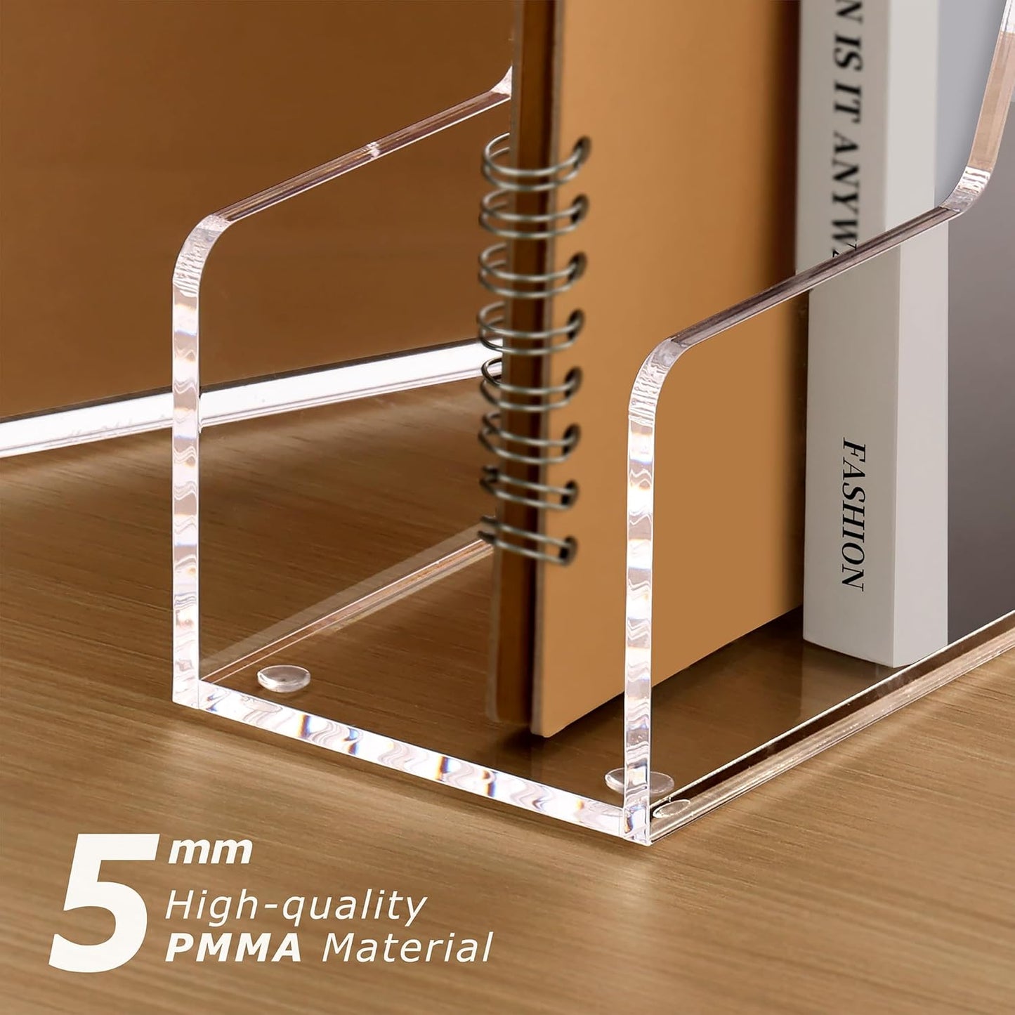 2-Pack Acrylic Magazine File Holder Desk Organizer Magazine Rack, Clear, Vertical File Sorter Holders, 9.45"D x 3.54"W x 10.24"H