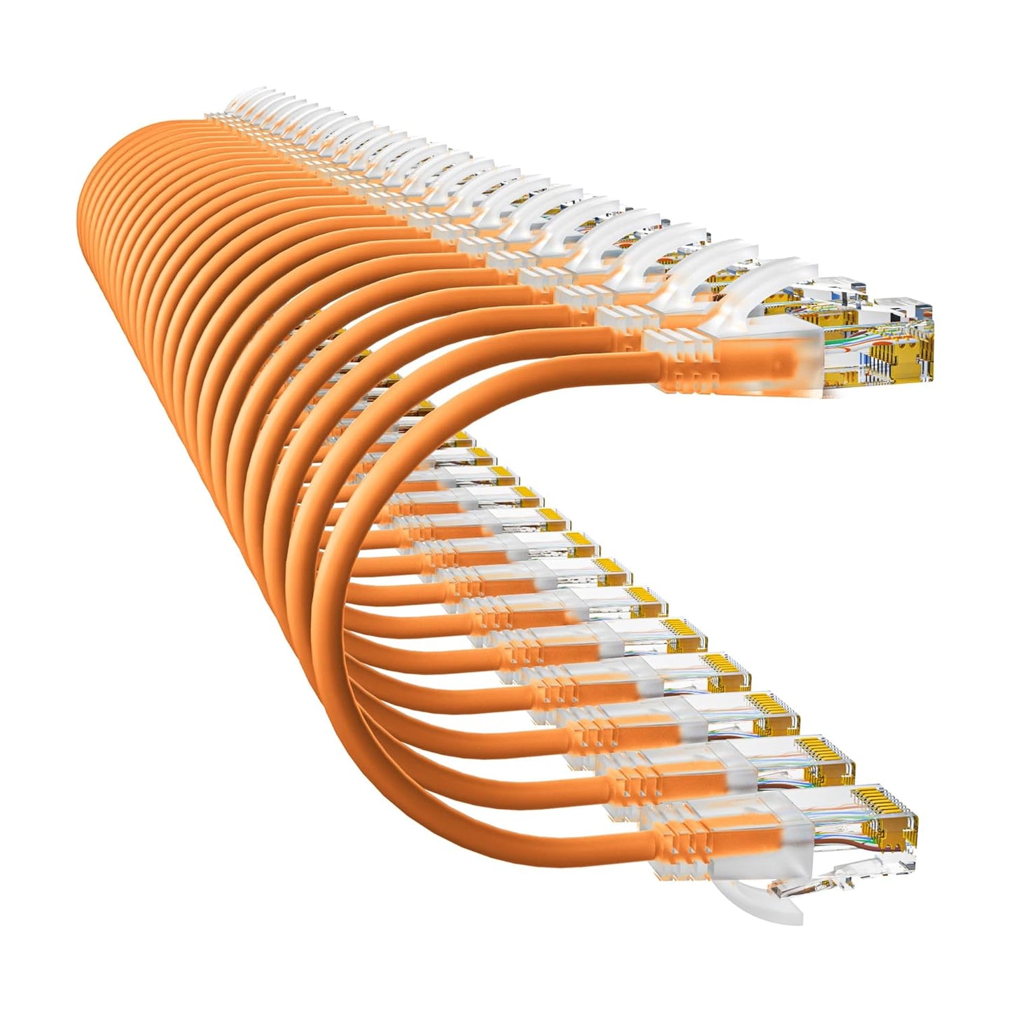 Cat6a Patch Cables 1ft (24 Pack) Slim, Cat6 Ethernet Patch Cable Pure Copper, Flexible Cat 6 Patch Cable 550MHZ 10G, Space-Saving Cat 6A Network Cables for Patch Panel, Orange
