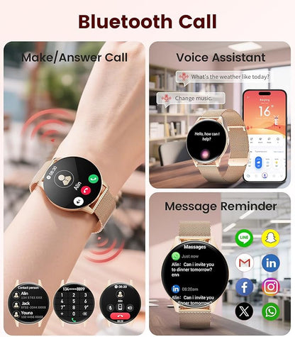 Smart Watches for Women with Make/Answer Calls, 7,99 mm Ultra-Thin Elegant Fitness Tracker with 1,43'' HD AMOLED Display, IP68 Waterproof, 100+ Sports Modes, Women's Health for iOS Android, Rose Gold