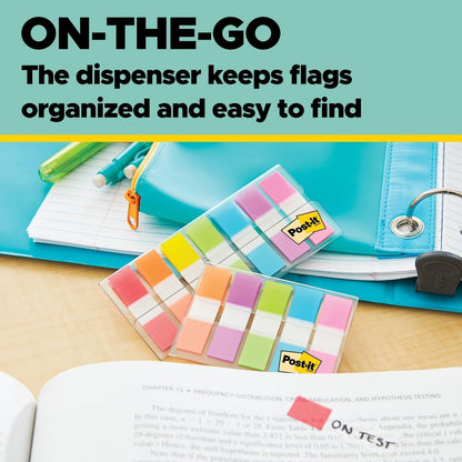 Post-it Flags Combo Pack, 4 On-The-Go Dispensers/Pack, 120 .94 in Wide and 200 .47 in Wide Flags, Assorted Colors (683-XL1)
