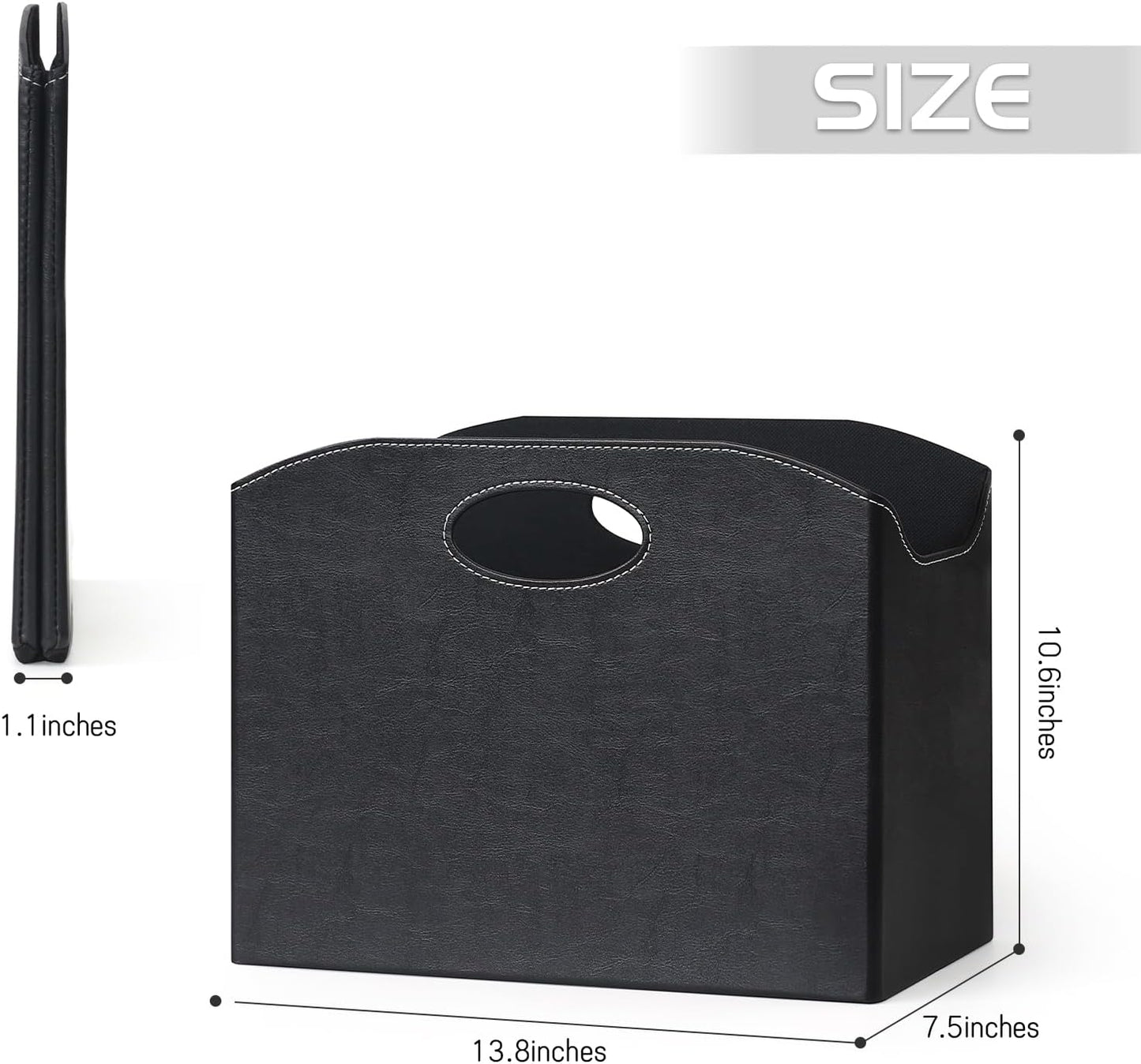 EZDeco Magazine Holder Foldable Magazine Rack Floor PU Leather File Holder Newspaper Book Storage Basket Document File Folder Organizer for Office Home