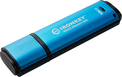 Kingston Ironkey Vault Privacy 50 USB-C 128GB Flash Drive | FIPS 197 Certified | XTS-AES 256-bit | BadUSB and Brute Force Protection | Mult-Password Option | IKVP50C/128GB
