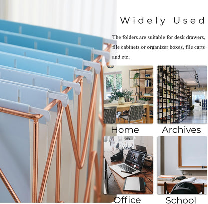 Y YOMA 6 Pack Gradient Hanging File Folders Letter Size Decorative Hanging Folder Pretty File Folder Organizer for Filing Cabinet Office Home with 1/5-Cut Adjustable Tabs, Lake Blue