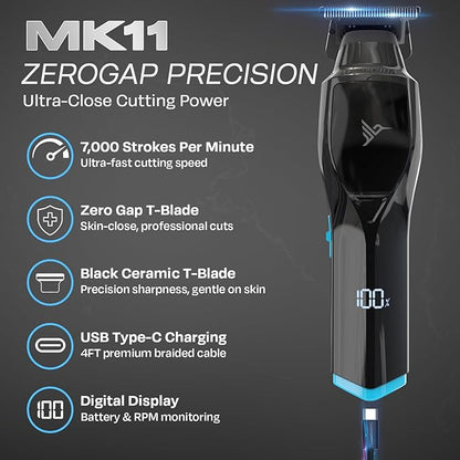 HUMMINGBIRD Pro Series Hair Clippers and Trimmer Set – 9,000 RPM Brushless Motor, DLC Blade, Zero-Gapped T-Blade Trimmer, Cordless USB-C Rechargeable, Super Torque, Carry Case, Professional Barber Kit