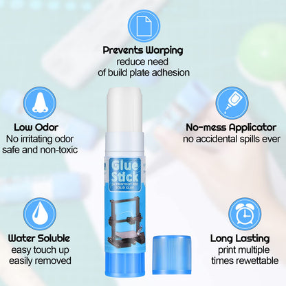 Outus 6 Pack 3D Printer Glue Sticks for Hot Bed PVP 3D Printer Adhesive Solid Glue Sticks for Hot Bed Removing Printing Models