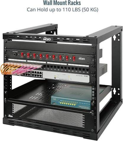 Tecmojo 12U Wall Mount Rack, Wall Mount Network Rack 15.8in Depth, Open Frame Server Rack for 19in IT/AV/Data/Home Equipment, Black