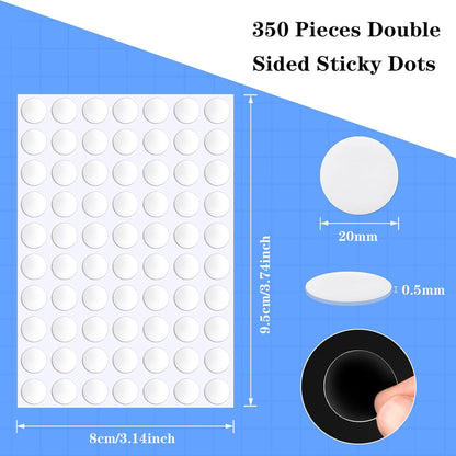 JUNEBRUSHS 350 Pieces Double Sided Sticky Dots, Sticky Tack for Wall Hanging Removable Poster Putty Clear Round Putty No Trace Adhesive Sticky Putty for Balloon Craft DIY Art Office Supplies (20 mm)