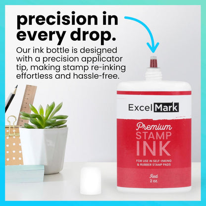 ExcelMark Self Inking Stamp Refill Ink - 2 oz. - Red Ink