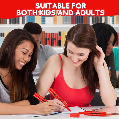 Qilery 30 Pack Highlighters Bulk, Tank Style Chisel Tip Highlighters Markers Quick Drying for Kids and Adult Coloring, Classroom Home Office School Supplies (Red)