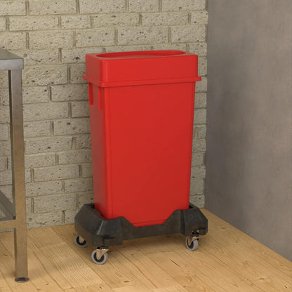 23 Gallon Red Slim Jim Trash Can with Drop Shot Lid and Dolly