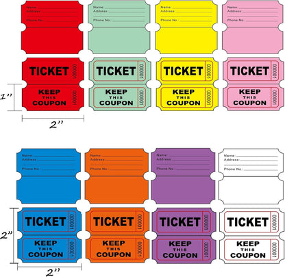 Yuanhe Raffle Tickets Double Roll - 16000 Total 50/50 Raffle Tickets for Events, Entry, Class Reward, Fundraiser, Carnivals, Door Prizes