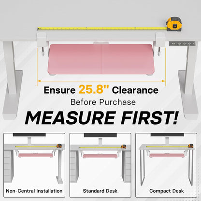 BONTEC KMT01-PJ Under Desk Keyboard Tray, Pull-Out Keyboard & Mouse Platform with C-Clamp, 20 x 11.8 in Space-Saving Ergonomic Slide-Out Drawer, Pink
