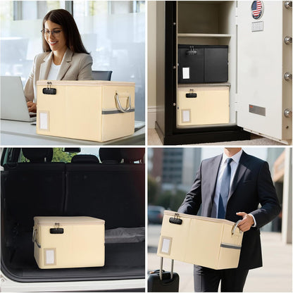 TOMKID Fireproof Document Box, Fire Proof Safe Box for Home Document Organizer with Lock, Fire Office Storage Cabinet for Hanging Letter/Legal Folder 16.1 x 12.9 x 11in (Off-white)