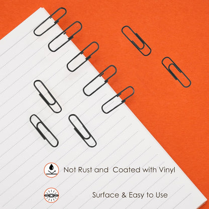 Black Paperclips Office Supplies Set Small Medium Large Paper Clips and Binder Clips Assorted Sizes for Home, School and Office Supplies