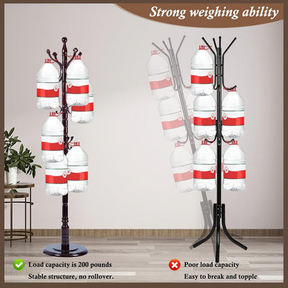 Wooden Coat Rack Freestanding, Vintage Coat Racks with Sturdy Round Base, Adjustable Height 37.40"-72.83" Entrance Coat Rack for Bedroom Living Room Entryway (Rosewood Ruyi Hook)