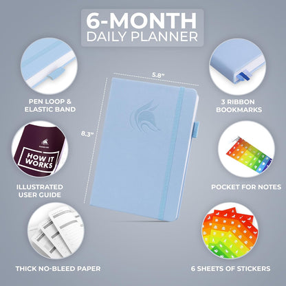 Clever Fox Daily Planner – Undated Planning Notebook with Hourly Schedule & To-Do List – Personal Day Task & Work Organizer, 6 Months (Periwinkle)