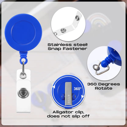 Zonon 50 Pieces Retractable Badge Holder Reels with Swivel Alligator Clip, ID Card Holder Name Badge Reel Clips for Students Teachers Office Workers (Blue)