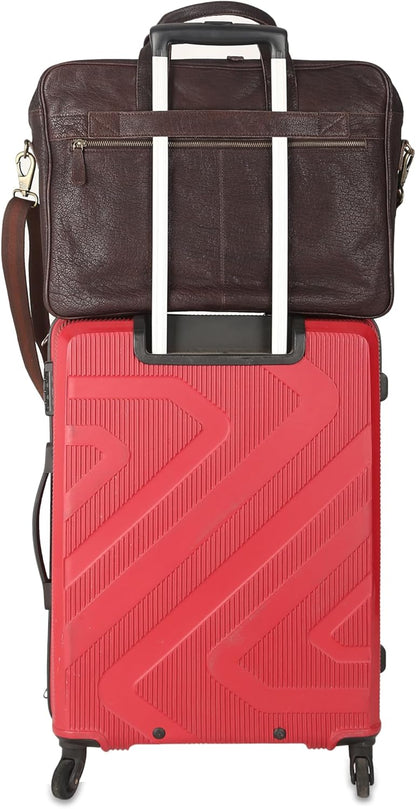 Leather briefcase 18 Inch Laptop Messenger Bags for Men and Women Best Office briefcase Satchel Bag (Brown)