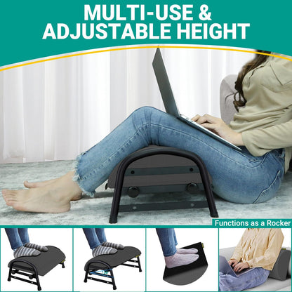 Comfortable Foot Stool for Desk, Adjustable Height Footrest with Washable Cover, Under Desk Foot Rest for Office
