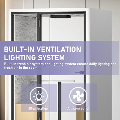 Office Sound Booth with Audio Privacy - Portable Soundproof Booth with White Modern Style,Movable Room with Light,Ventilation,Socket for Game,Private Chat Room,Independent Office(59.05IN)