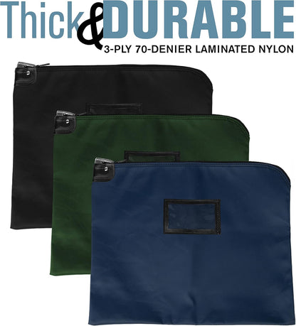 BankSupplies HIPAA Locking Courier Bags | Navy Blue | 19W x 15H | Durable Laminated Nylon Fabric | Metal Pop Up Lock | For Money, Coins, Currency, Checks & Documents