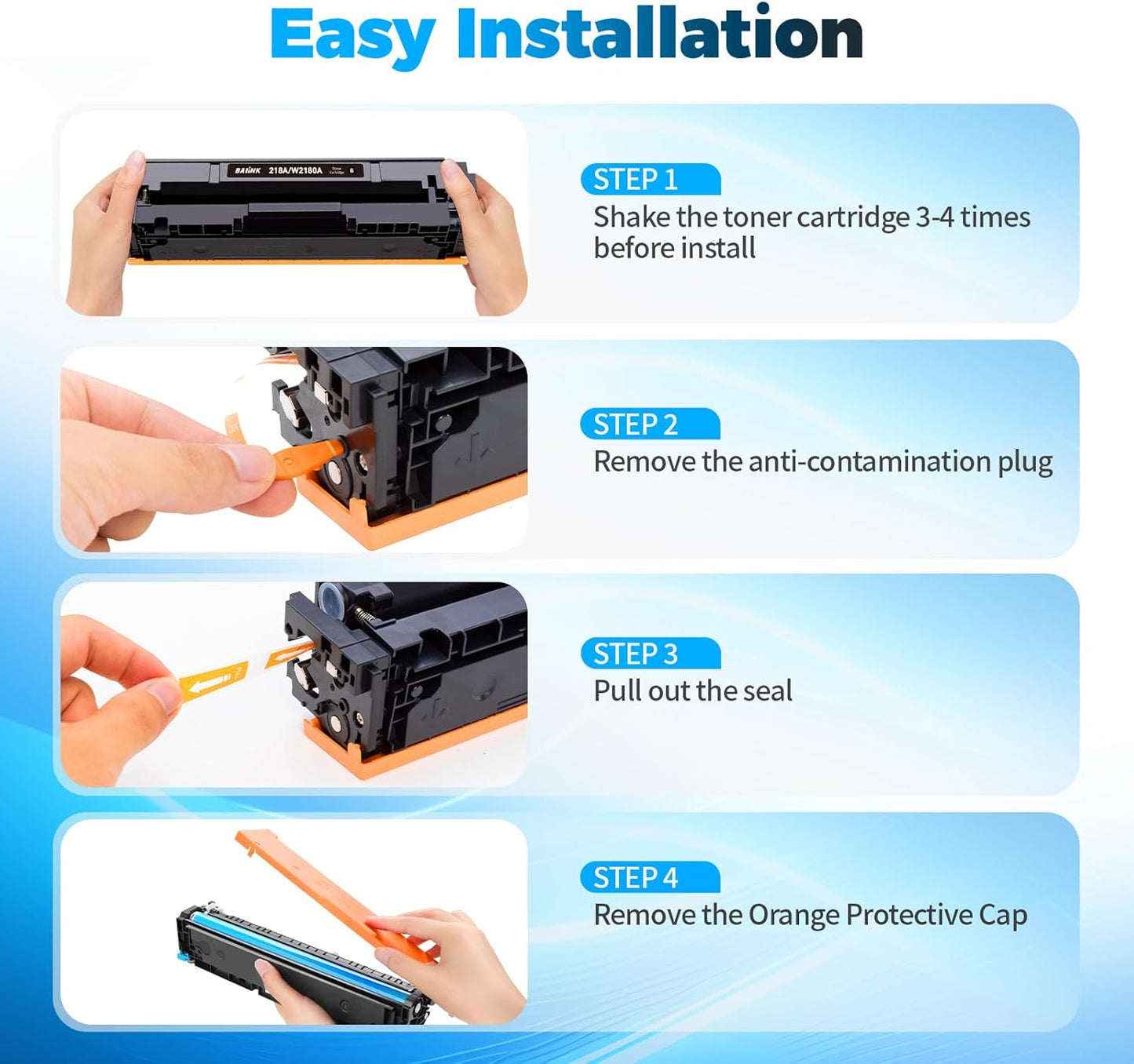 218X Toner Cartridges (No Chip) Replacement for HP 218X Toner Cartridges 4 Pack 218A Compatible for Pro MFP 3301fdw Pro 3201dw MFP 3301cdw MFP 3301sdw Printer