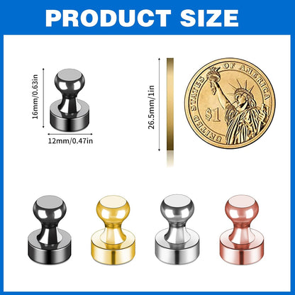 LOVIMAG Colorful Fridge Magnets, 25pc Strong Push Pin Metal Magnets for Whiteboards, Lockers, Offices & Kitchens