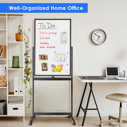 maxtek Magnetic Mobile White Board, 40 x 24 Double Sided Dry Erase Board Rolling Whiteboard, Aluminum Frame Standing Whiteboard on Wheels for Home Office Classroom (40 x 24 Black)