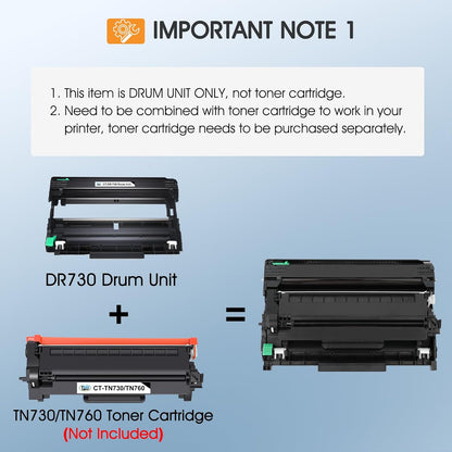 DR730 DR-730 Drum Unit 2-Pack Compatible Replacement for Brother Drum DR730 DR-730 DR 730 for MFC-L2710DW MFC-L2750DW HL-L2395DW HL-L2370DW DCP-L2550DW MFC-L2750DWXL Printer (Black，Not Toner)
