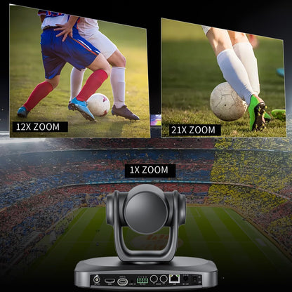 PTZ Camera 4K 21X Optical Zoom, HDMI, 3G-SDI, USB, POE IP Streaming, AI Auto Tracking PTZ Conference Room Camera for Church Services, Worship, Education, YouTube Facebook