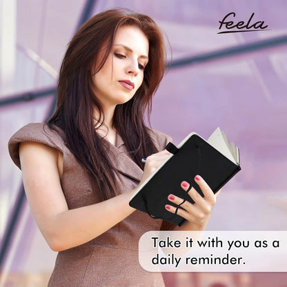 feela 18 Pack Journal Notebook for Work, Business Notebook Bulk Hardcover Lined Writing Journal with Pen Holder for Men Women Note Taking, with 18 Black Pens, 120 GSM, 5.1”x8.3”, A5, Black