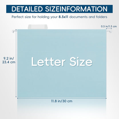 Hanging File Folders, 25 Pack Letter Size File Folders with 1/5-cut Tabs, Office Essentials for Filing Cabinet & Desk Storage