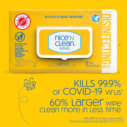 Nice 'N Clean Disinfecting Surface Wipes 304ct | Cleans & Disinfects Home & Kitchen Surfaces | Fresh & Lemon Scent