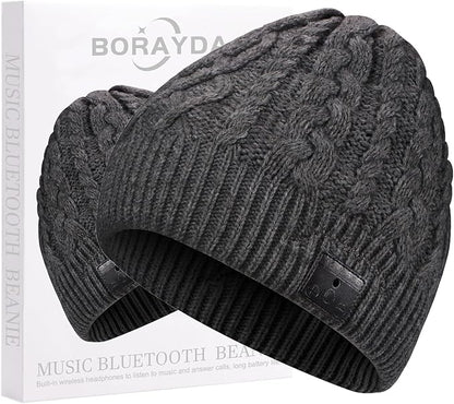 Bluetooth Beanie, Bluetooth 5.2 HD Stereo,30 Hours Play time,Built-in Microphone, Men's/Women's Christmas Electronic Gift (Charcoal)