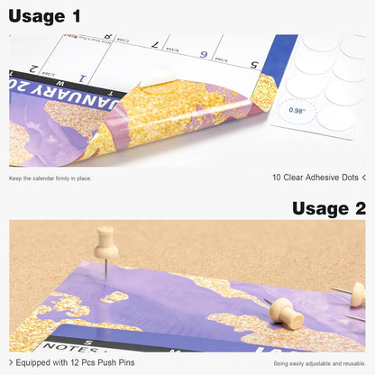 Ospelelf Large Dry Erase Calendar for Wall - 32'' x 48'' Vertical Calendar Laminated Yearly Family Calendar for Office, Use Jan 2025 - Dec 2026 (Marble)