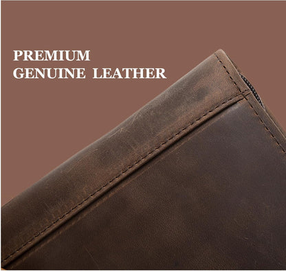 Genuine Leather Portfolio with Front Pocket for Men and Women, 8.5 x 11 Legal Pad Notepad Holder, Zippered Business Organizer, Professional Executive Letter Notebook Folder for Work, Dark Khaki