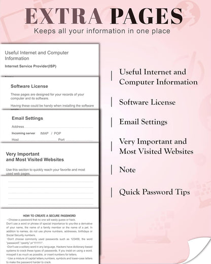 Small Password Keeper Book with Colorful Alphabetical Tabs, Hardcover Password Log-book for Internet Password and Website Address, 4.1"×6.2" Password Notebook for Home Office (Pink, Small (4.1 x 6.2 Inch))