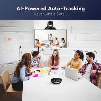 4K Conference Room Camera System, AI Auto-Tracking PTZ Camera 5X Digital Zoom with Speakerphone Set 120° Wide-Angle USB3.0 for Zoom YouTube Teams OBS and More