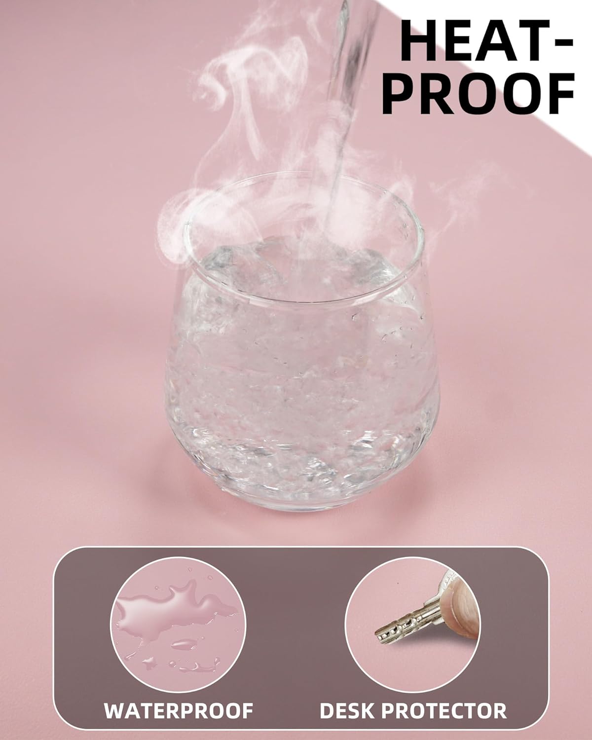 Leather Desk Pad Protector, Mouse Pad, Office Desk Mat, Non-Slip PU Leather Desk Blotter, Laptop Desk Pad, Waterproof Desk Writing Pad for Office and Home (Light Pink, 31.5" x 15.7")