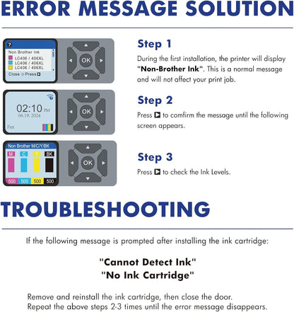 Cool Toner LC406XL LC406 Ink Cartridges for Brother Printer MFC-J4335DW MFC-J5855DW LC 406 XL for MFC-J6555DW MFC-J4535DW MFC-J6955DW MFC-J4345DW MFC-J5955DW HL-JF1 5 Pack-2Black Cyan Magenta Yellow