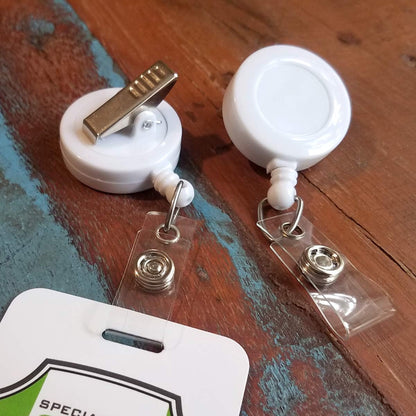 Bulk 100 Pack - Premium Retractable Badge Reels with Alligator Swivel Clip on Back by Specialist ID (White)