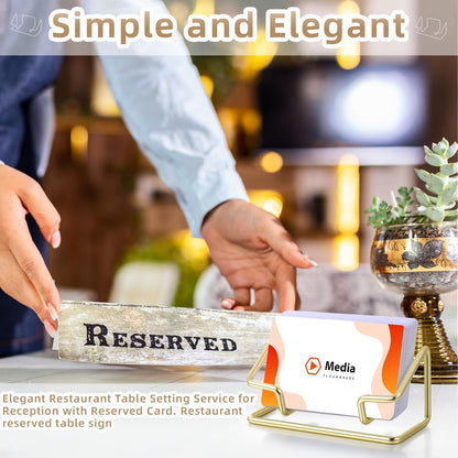 Landhoow 2 Pcs Business Card Holder for Desk, Cute Metal Card Organizers Display Stand Postcard Holder Rack for Desktop Working Office Home Daily Use(Gold)