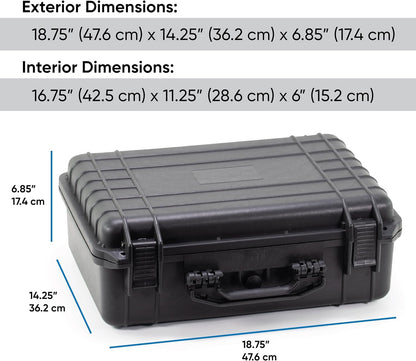 Waterproof Hard Case - Crushproof & Dustproof - Foam Protection - Pressure Equalization Valve - Portable Protective Storage Box for Travel, Hunting, Military, Tactical - 19-Inch (Black)