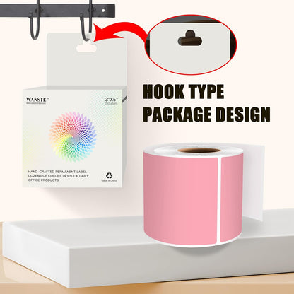 3 x 5 Inch 250Pcs Rectangle Color Coding Stickers,Strong Adhesion, Easy to Write Label for Organization,Inventory,Business Labeling,Pink