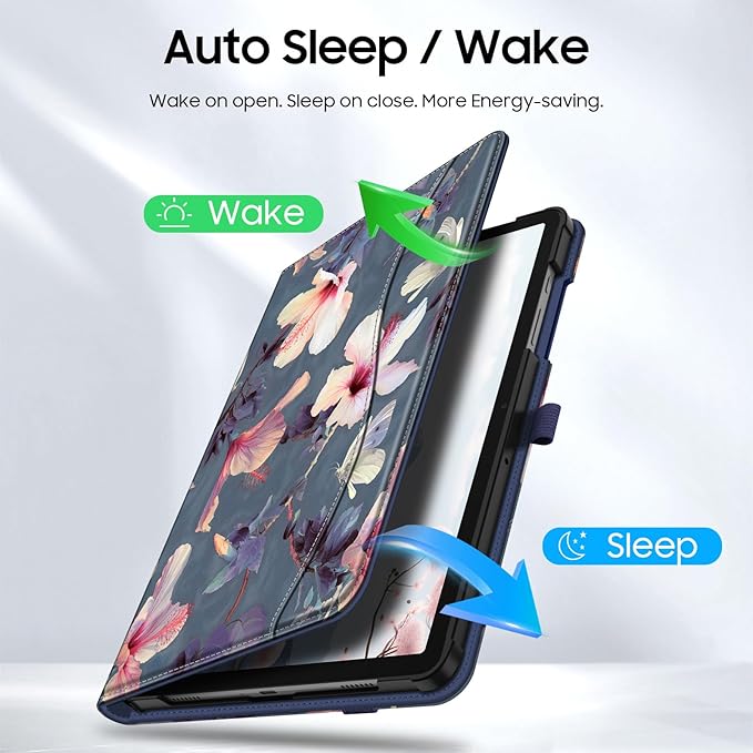 Fintie Case for Samsung Galaxy Tab A9 Plus/A9+ 5G 11 Inch 2023 Model (SM-X210/X216/X218), Multi-Angle Viewing Smart Stand Back Cover with Pocket Auto Wake/Sleep, Blooming Hibiscus