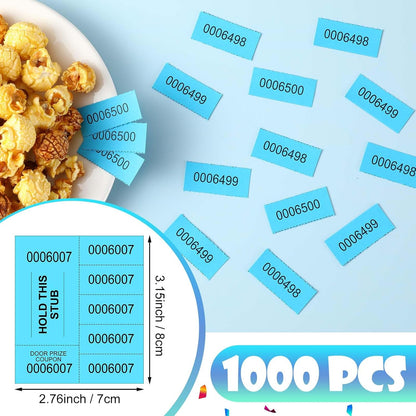 Kosiz 1000 Sheets 5 Bid Raffle Ticket Sheets Chinese Auction Tickets Numbers for Basket Events and Silent Auctions (Lake Blue)