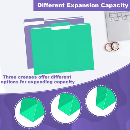 File Folder, HERKKA 120 Pack 1/3 Cut Tab File Folders, Letter Size, Assorted 6 Colors, Colored File Folders Designed for Office and Classroom Use