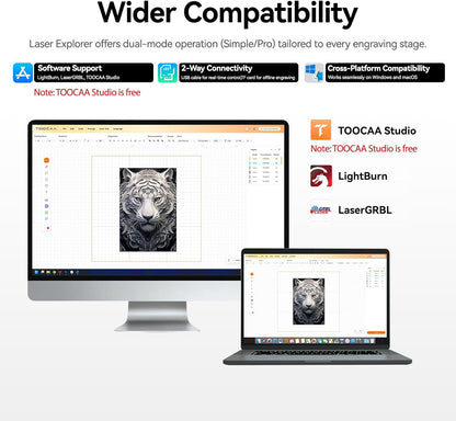 TOOCAA 10W Laser Cutter and Engraver Machine with 5 in 1 Rotary Roller Set,Fume Extractor,Smart Camera,Air Assist,Honeycomb Panel,Lazer Engraving Machines for Tumblers Wood Metal Acrylic Leather