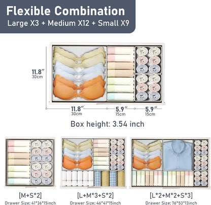 DIMJ Drawer Organizer Clothes Storage - 24 Pack Baby Dresser Organizer for Nursery, Small Fabric Closet Drawer Organizer Bins for Underwears Socks, Foldable Storage Dividers Organization for Bedroom