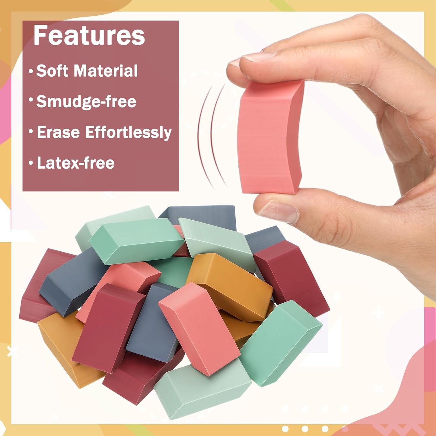 150 Pcs Boho Classroom Decor Erasers Bulk Colorful Pencils Erasers for Students Artists Drawing Writing for School College Classroom Home Office Supplies